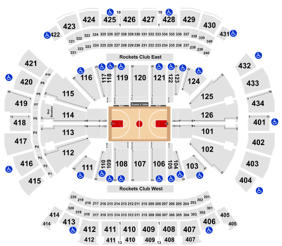 Toyota Center Seat Map Rockets Basketball