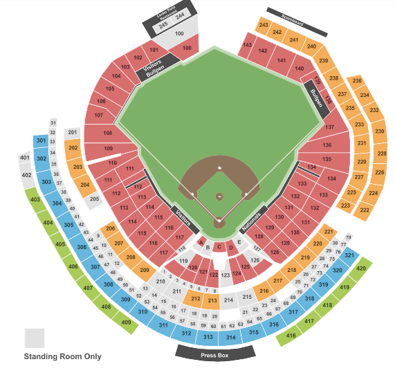 Nationals Seat Map Baseball