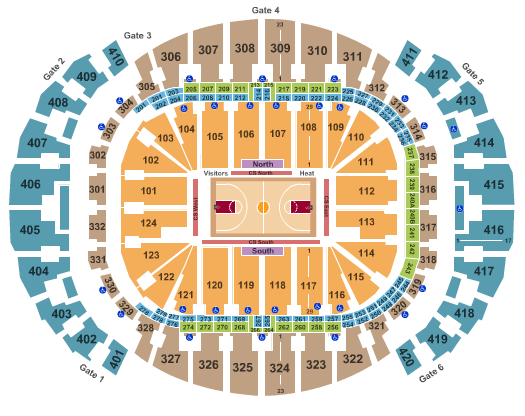 AmericanAirlines Arena Seat Map Miami Heat Basketball