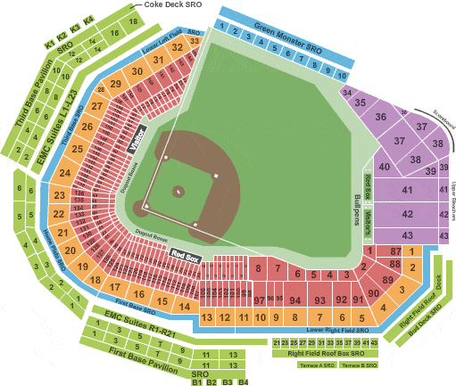 Fenway Park Seat Map - Red Sox Games