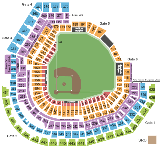 Busch Stadium Seat Map Baseball