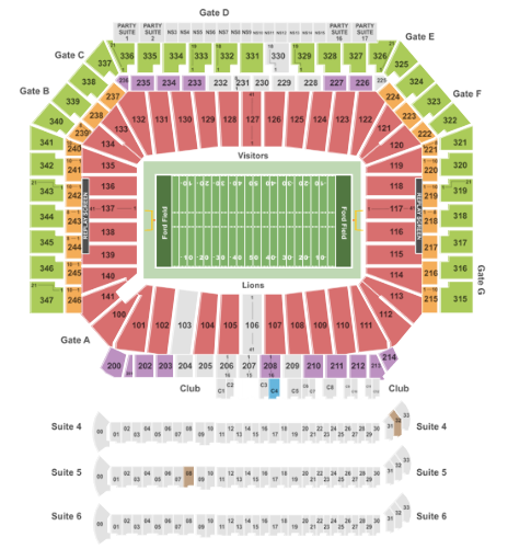 Ford Field Seating chart