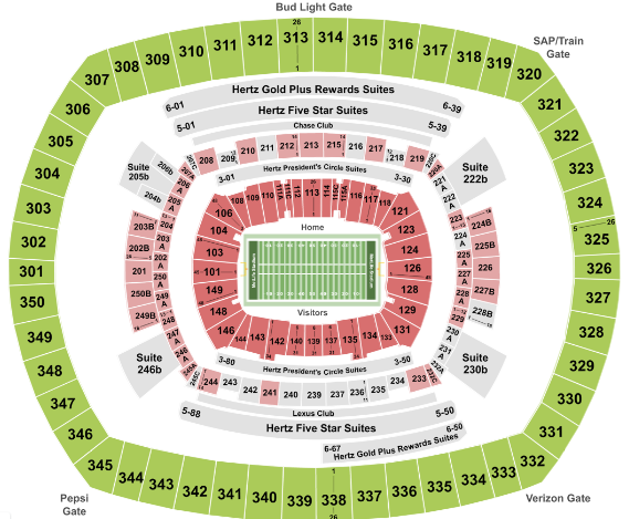 MetLife Stadium Seat Map NFL