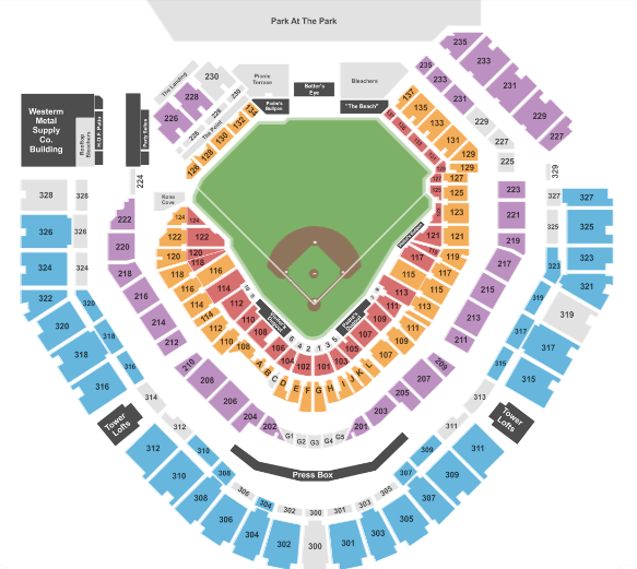 Petco Park Seat Map Baseball