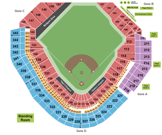 Comerica Park Seat Map Baseball