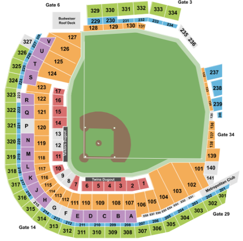 Target Field Seat Map Baseball