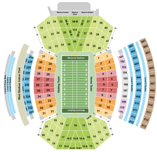  Memorial Stadium Nebraska Seating chart