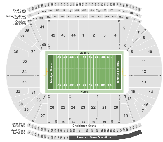 Michigan Stadium Club Level Seating Chart