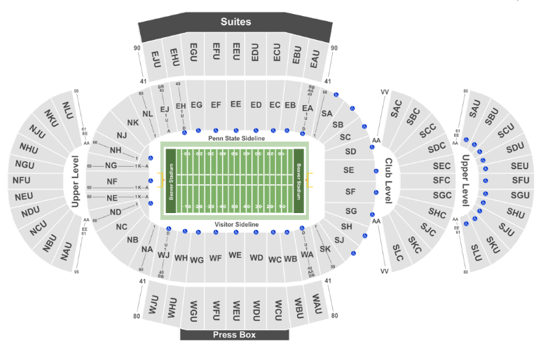  Beaver Stadium Seating chart