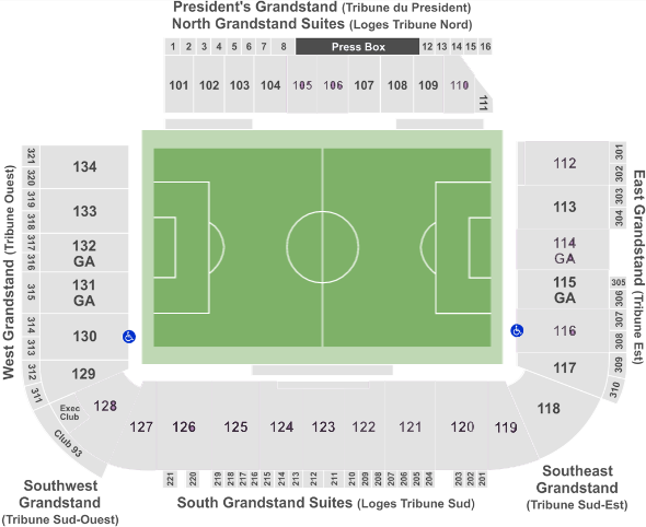  Saputo Stadium Seating chart